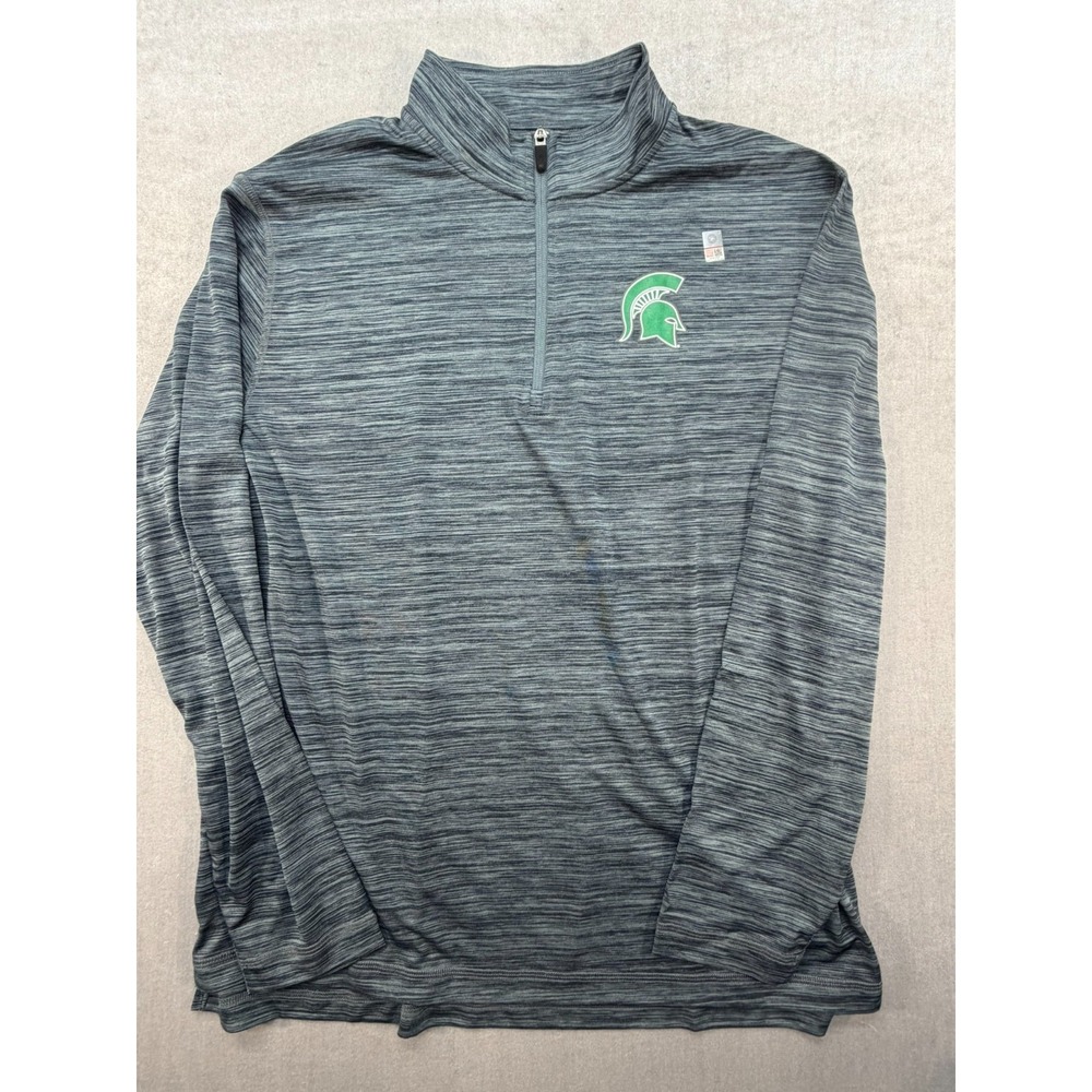 New NCAA Michigan State Spartans Quarter Zip Pullover Men Gray Large